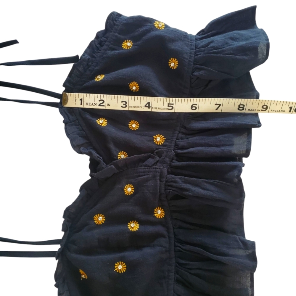 🔥FREE PEOPLE Intimately Free On A Star‎ Black Rhinestone Ruffle Cropped Cami  S - Picture 11 of 11